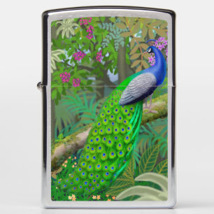 Exoric Blue Indian Peacock Zippo Lighter
