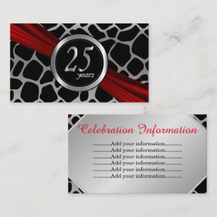 Exotic 25th Silver Wedding Anniversary  Enclosure Card