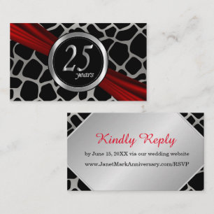 Exotic 25th Silver Wedding Anniversary RSVP Cards