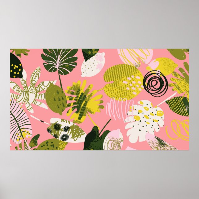 Exotic abstract tropical pattern with bright color poster (Front)