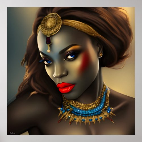 Exotic African Stunning woman red head jewel Poster