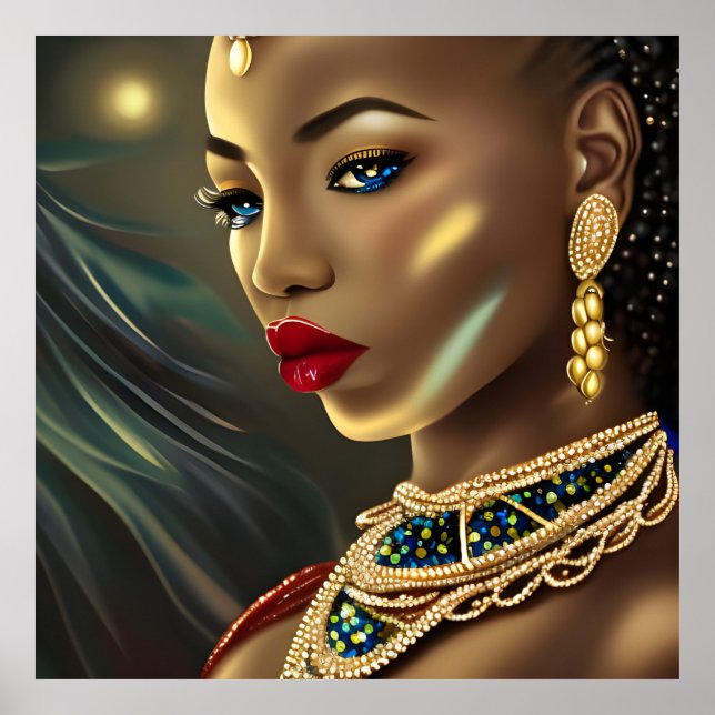 Exotic African Stunning woman red jewel Poster (Front)