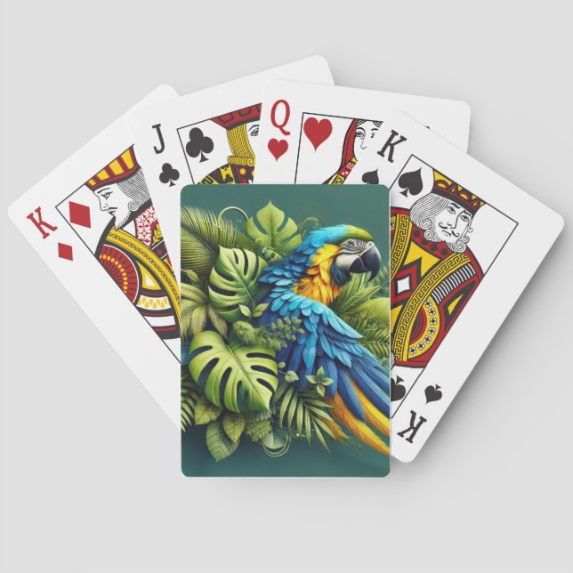 Exotic Amazon Deck - Blue-and-Yellow Macaw and Tro Poker Cards (Back)