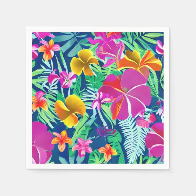 Exotic And Bold Tropical Florals Napkins (Front)