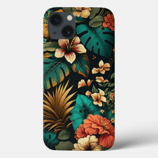 Exotic and Colorful Pattern of Tropical Flowers iPhone 13 Case