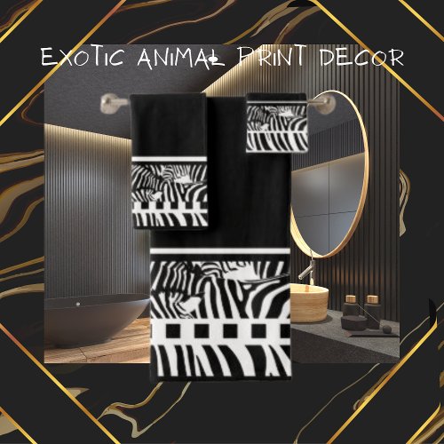 Exotic Animal Black and White Zebra Print Towel