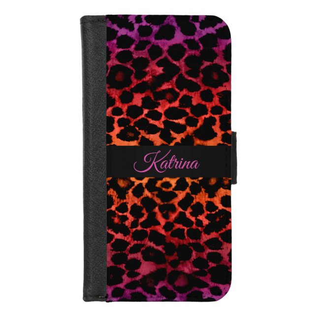 Exotic Animal Print Leopard iPhone Wallet Case (Front)