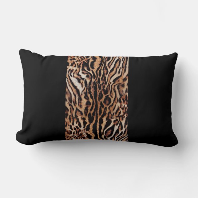 Exotic Animal Print Pattern with Black Lumbar Pillow (Front)