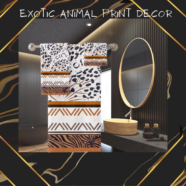 Exotic Animal Prints Brown, Rust, Black Graphics  Bath Towel Set (Creator Uploaded)