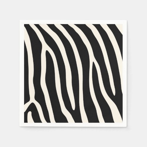 Exotic Animal Zebra Stripes in Black Napkins