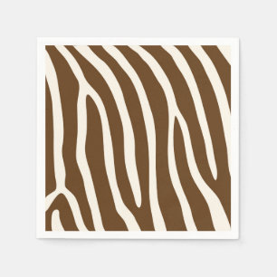 Exotic Animal Zebra Stripes in Brown Paper Napkins
