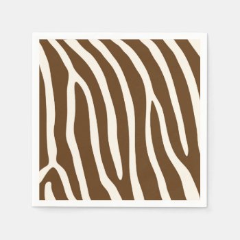 Exotic Animal Zebra Stripes In Brown Paper Napkins by Charmalot at Zazzle
