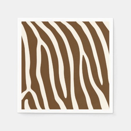 Exotic Animal Zebra Stripes In Brown Paper Napkins