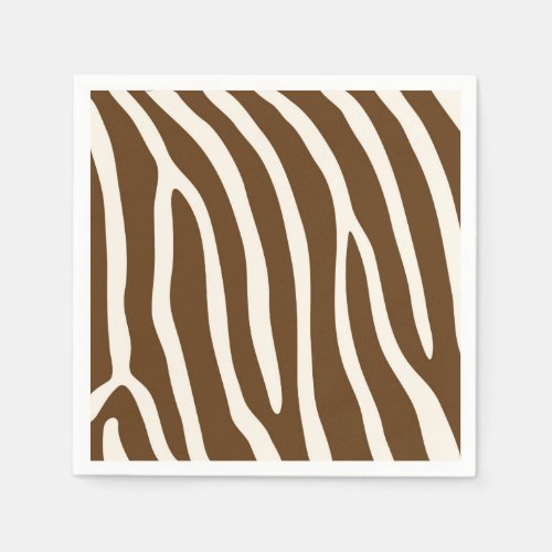 Exotic Animal Zebra Stripes in Brown Paper Napkins