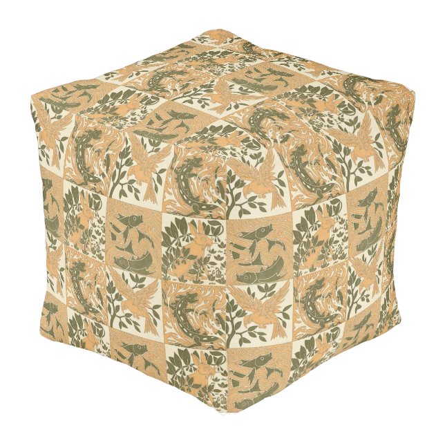 Exotic Animals Art Nouveau pattern Maurice Pillard Pouf (Angled Front)