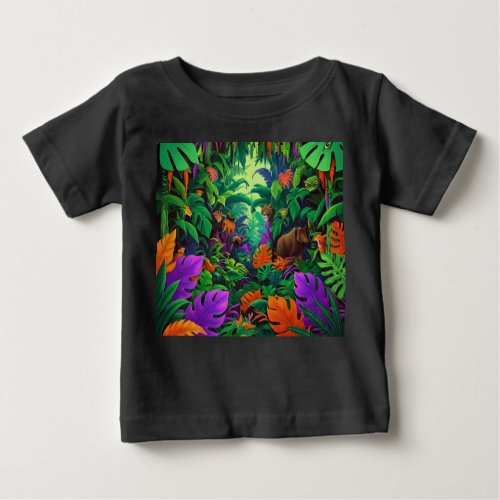 Exotic Animals Jungle Scene Baby T_Shirt