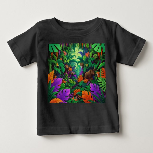 Exotic Animals Jungle Scene Baby T-Shirt (Front)