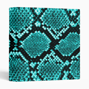 Exotic Aqua Diamond Rattlesnake Skin Animal Print 3 Ring Binder