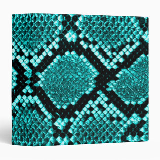 Exotic Aqua Diamond Rattlesnake Skin Animal Print Binder