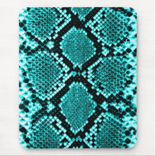 Exotic Aqua Diamond Rattlesnake Skin Animal Print Mouse Pad