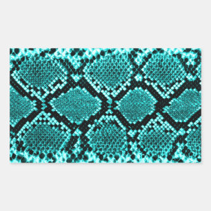 Exotic Aqua Diamond Rattlesnake Skin Animal Print Rectangular Sticker