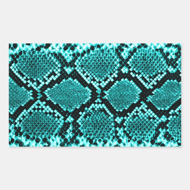 Exotic Aqua Diamond Rattlesnake Skin Animal Print Rectangular Sticker (Front)