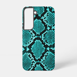 Exotic Aqua Diamond Rattlesnake Skin Animal Print Samsung Galaxy S22 Case