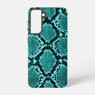 Exotic Aqua Diamond Rattlesnake Skin Animal Print Samsung Galaxy S21 Case
