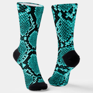 Exotic Aqua Diamond Rattlesnake Skin Animal Print Socks