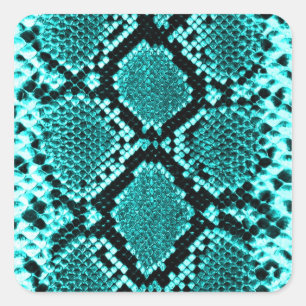Exotic Aqua Diamond Rattlesnake Skin Animal Print Square Sticker