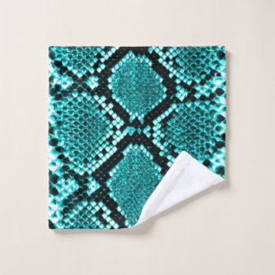 Exotic Aqua Diamond Rattlesnake Skin Animal Print Wash Cloth
