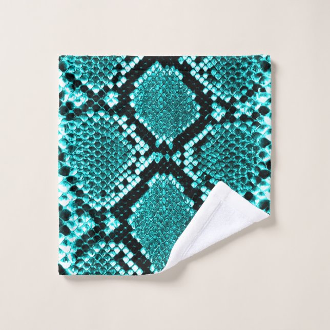 Exotic Aqua Diamond Rattlesnake Skin Animal Print Wash Cloth (Wash Cloth)