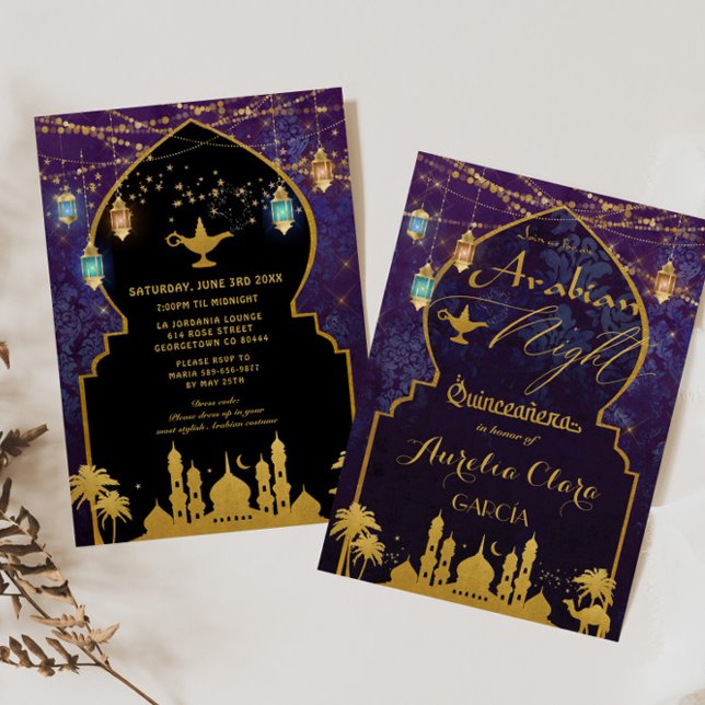 Exotic Arabian Night Lanterns Aladdin Quinceañera Invitation (Creator Uploaded)