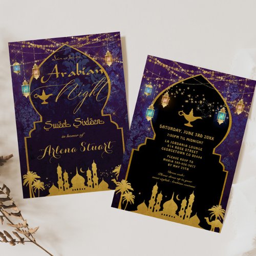 Exotic Arabian Night Lanterns Aladdin Sweet 16 Invitation