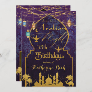 Exotic Arabian Night Lanterns Birthday Party Invitation