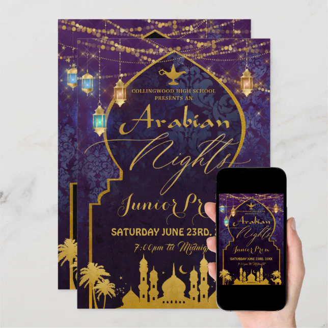 Exotic Arabian Night Lanterns High School Prom Invitation | Zazzle