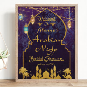 Exotic Arabian Nights Lamp Bridal Shower Welcome Poster