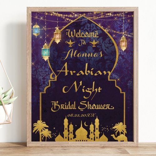 Exotic Arabian Nights Lamp Bridal Shower Welcome Poster