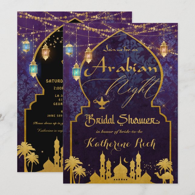 Exotic Arabian Nights Lanterns Bridal Shower  Invitation (Front/Back)