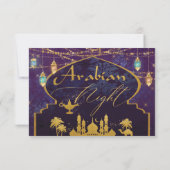 Exotic Arabian Nights Lanterns Camels Lamp RSVP Card (Back)
