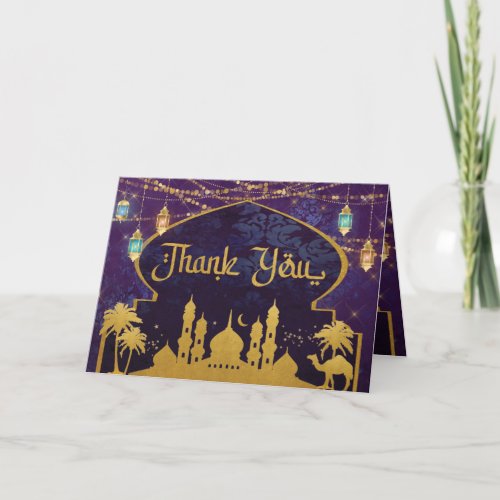 Exotic Arabian Nights Lanterns Camels Lamp Thank You Card