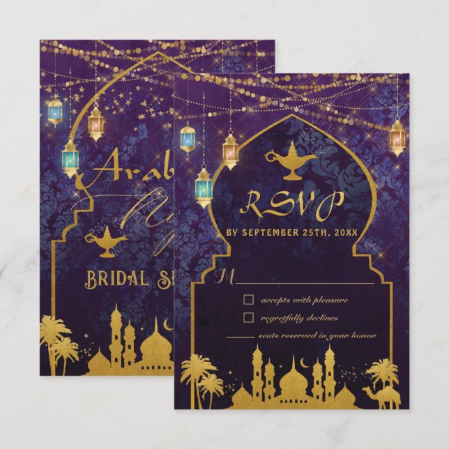 Exotic Arabian Nights Moroccan Lanterns  RSVP Card (Front/Back)