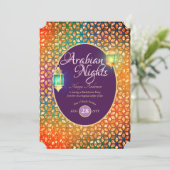 Exotic Arabian Nights Party String Lights Lanterns Invitation (Standing Front)