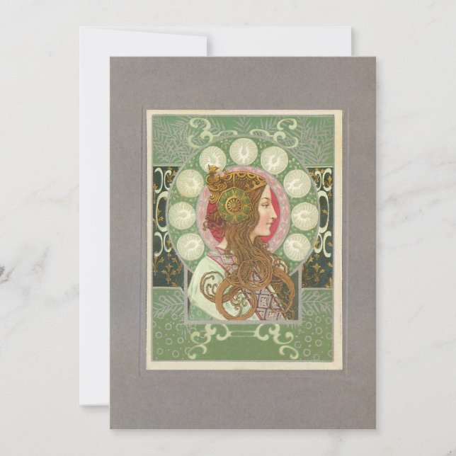 Exotic Art Nouveau Beauty Note Card (Front)