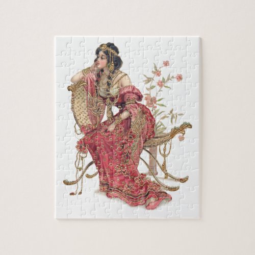 Exotic Art Nouveau Woman in Ornate Costume Jigsaw Puzzle