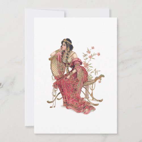 Exotic Art Nouveau Woman in Ornate Costume Note Card