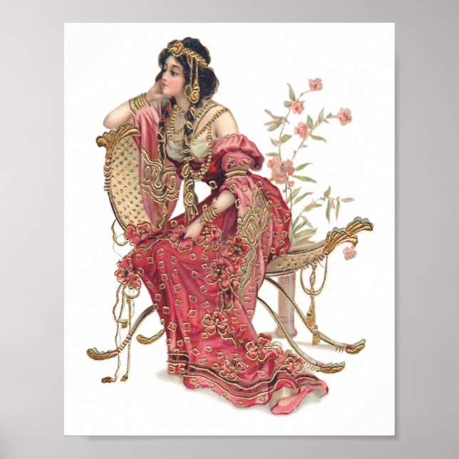 Exotic Art Nouveau Woman in Ornate Costume Poster (Front)