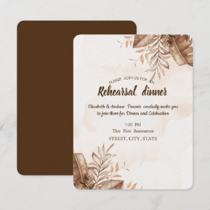 Exotic Autumn Floral Rehearsal Dinner  Invitation