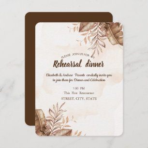 Exotic Autumn Floral Rehearsal Dinner Invitation