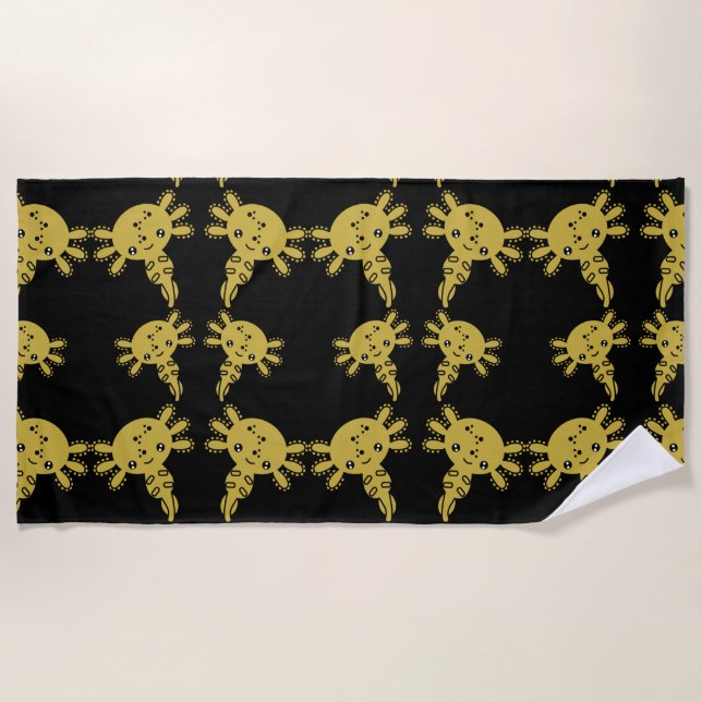 Exotic Axototl Salamander  Beach Towel (Front)